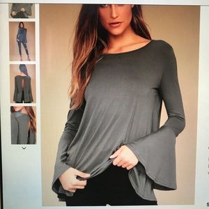 New Lulu's bell sleeve open back top